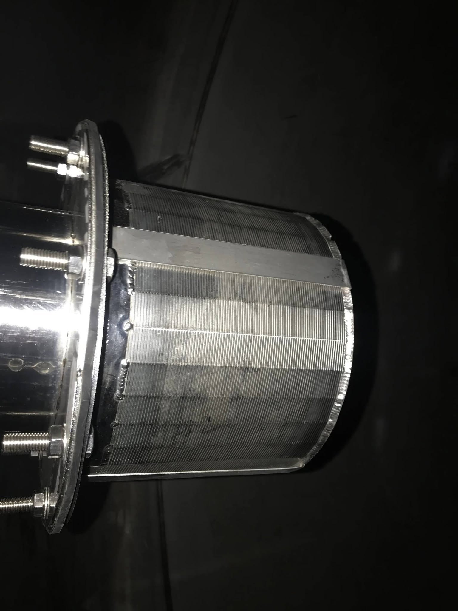 Internal screen detail of stainless steel filter vessel