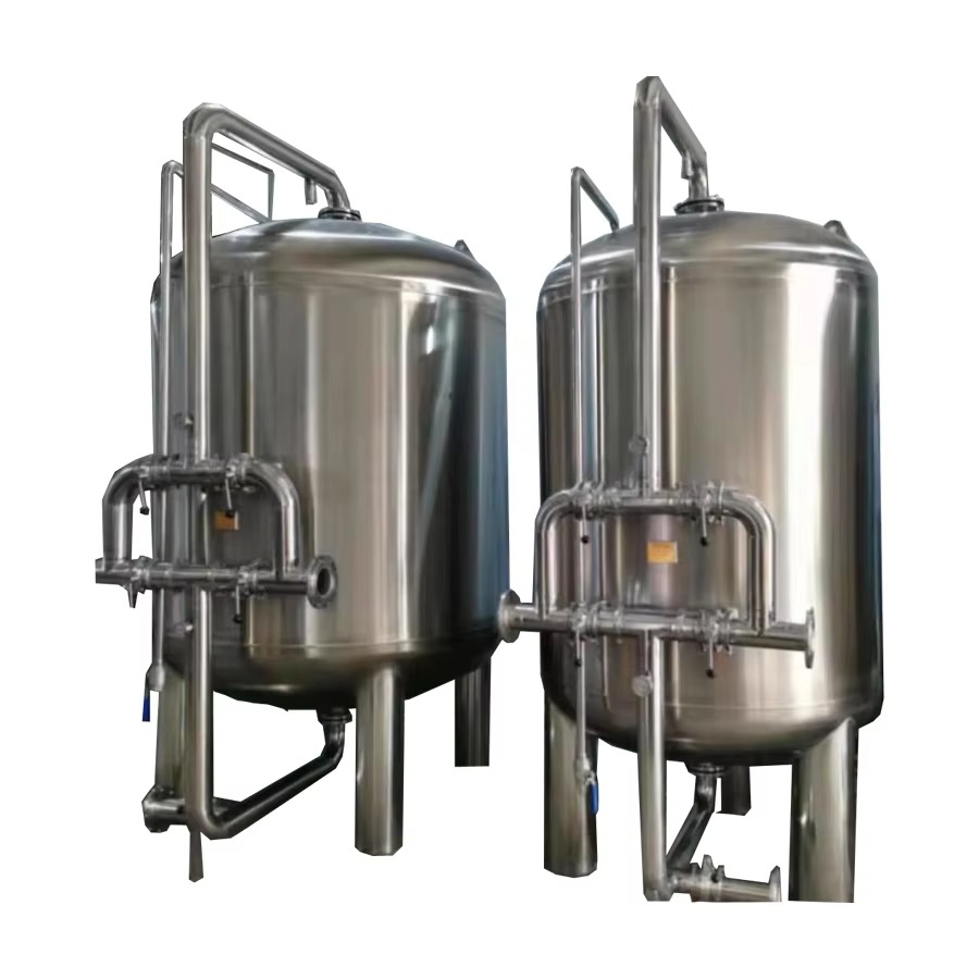 Two stainless steel filter vessels for an industrial water system