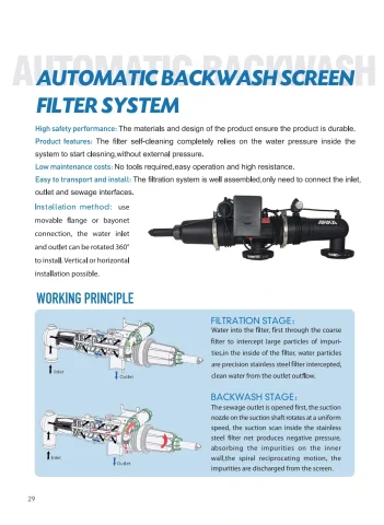 ARKA catalogue PDF page 30: Screen Filter technical reference and related-model schedule