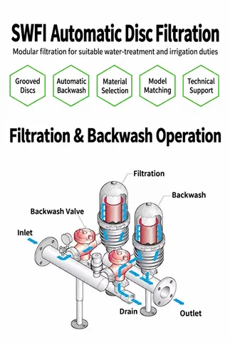 Automatic backwash flow diagram | SWFI Automatic Disc Filter System