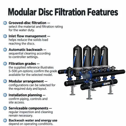 Modular disc filtration features | SWFI Automatic Disc Filter System