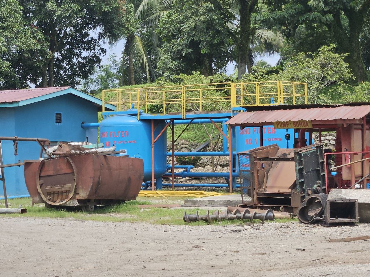 Sand-filter vessels at the plantation water-treatment site
