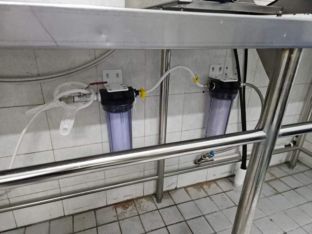 Pre-filtration housings installed as part of the bottling plant water treatment line